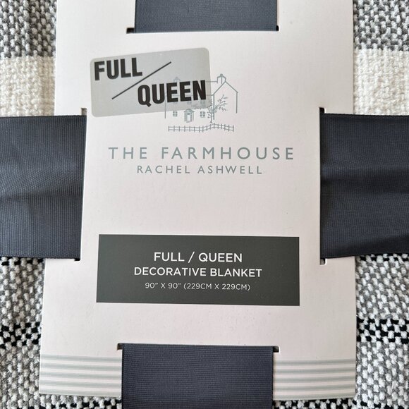 RACHEL ASHWELL GRAY,BLACK & WHITE WAFFLE BLANKET FULL QUEEN 90" X 90" - Picture 2 of 6